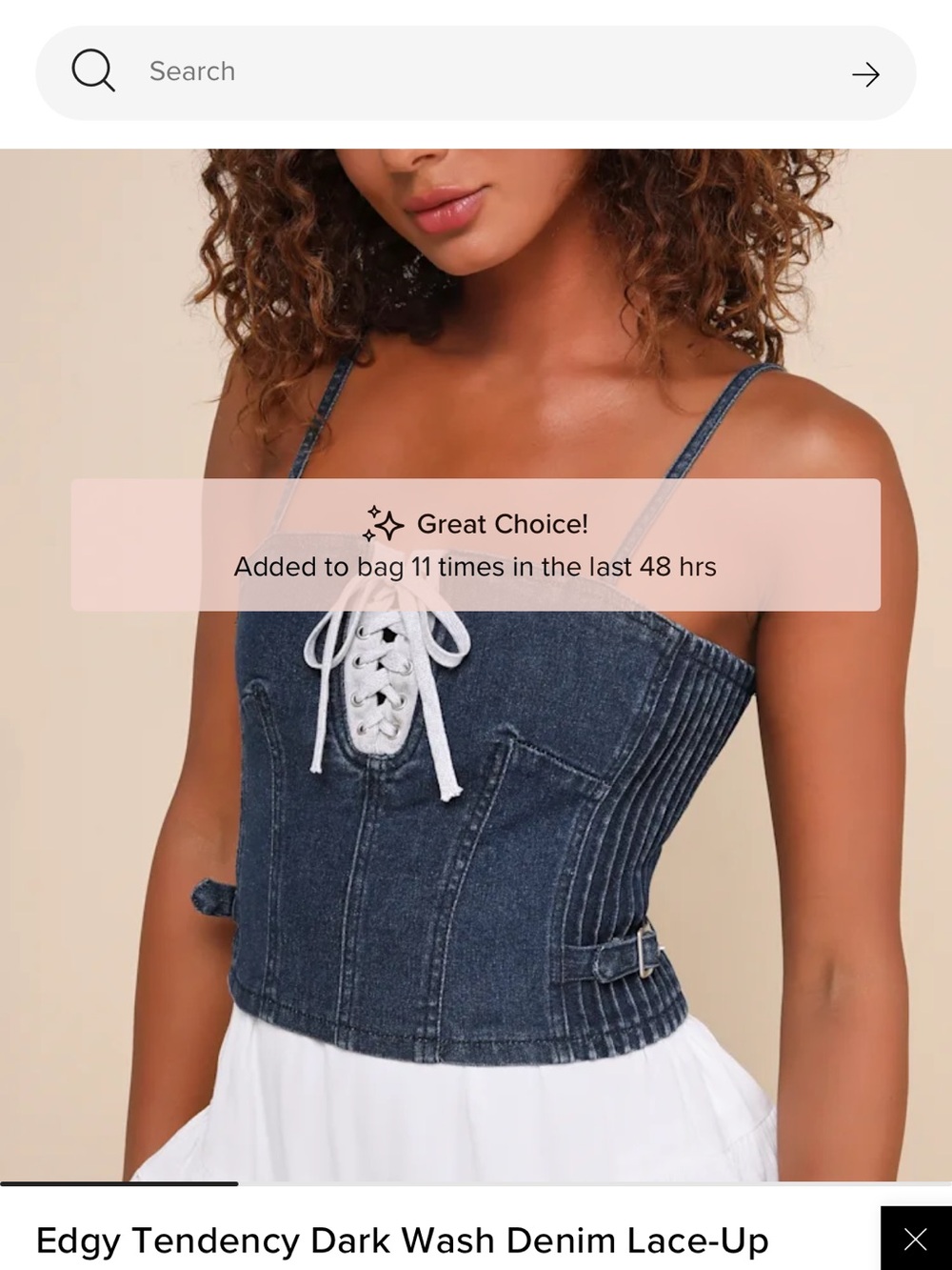 Dark Wash Denim Lace-Up Corset Top